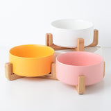 Wooden Dog Cat Bowl Stand