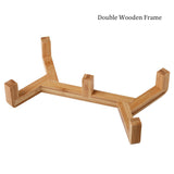 Wooden Dog Cat Bowl Stand