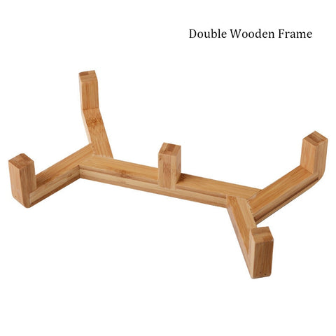 Wooden Dog Cat Bowl Stand